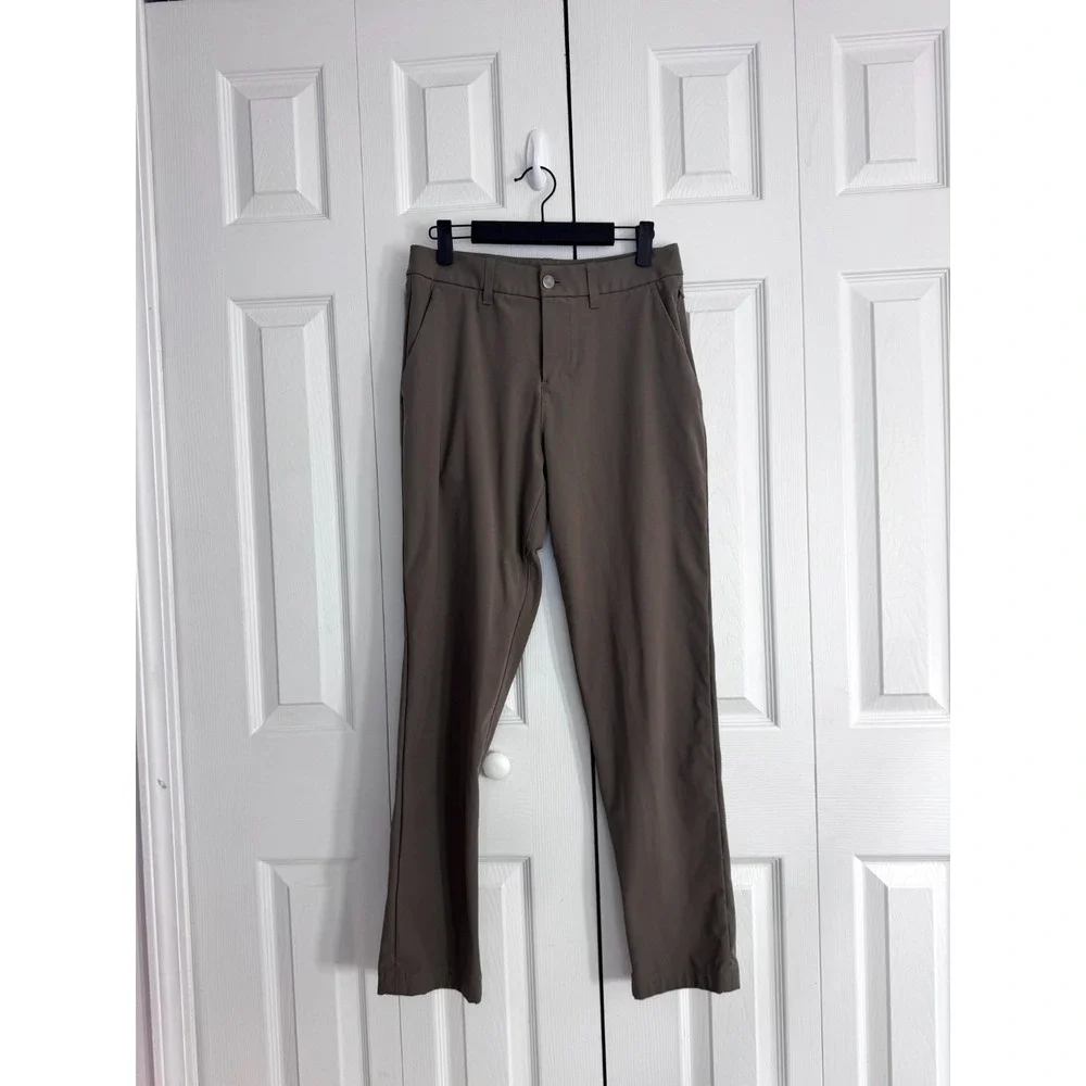 Lululemon ABC Slim-Fit Trousers Brown 28 Men's Pull-On Slash Pockets‎ Stretch